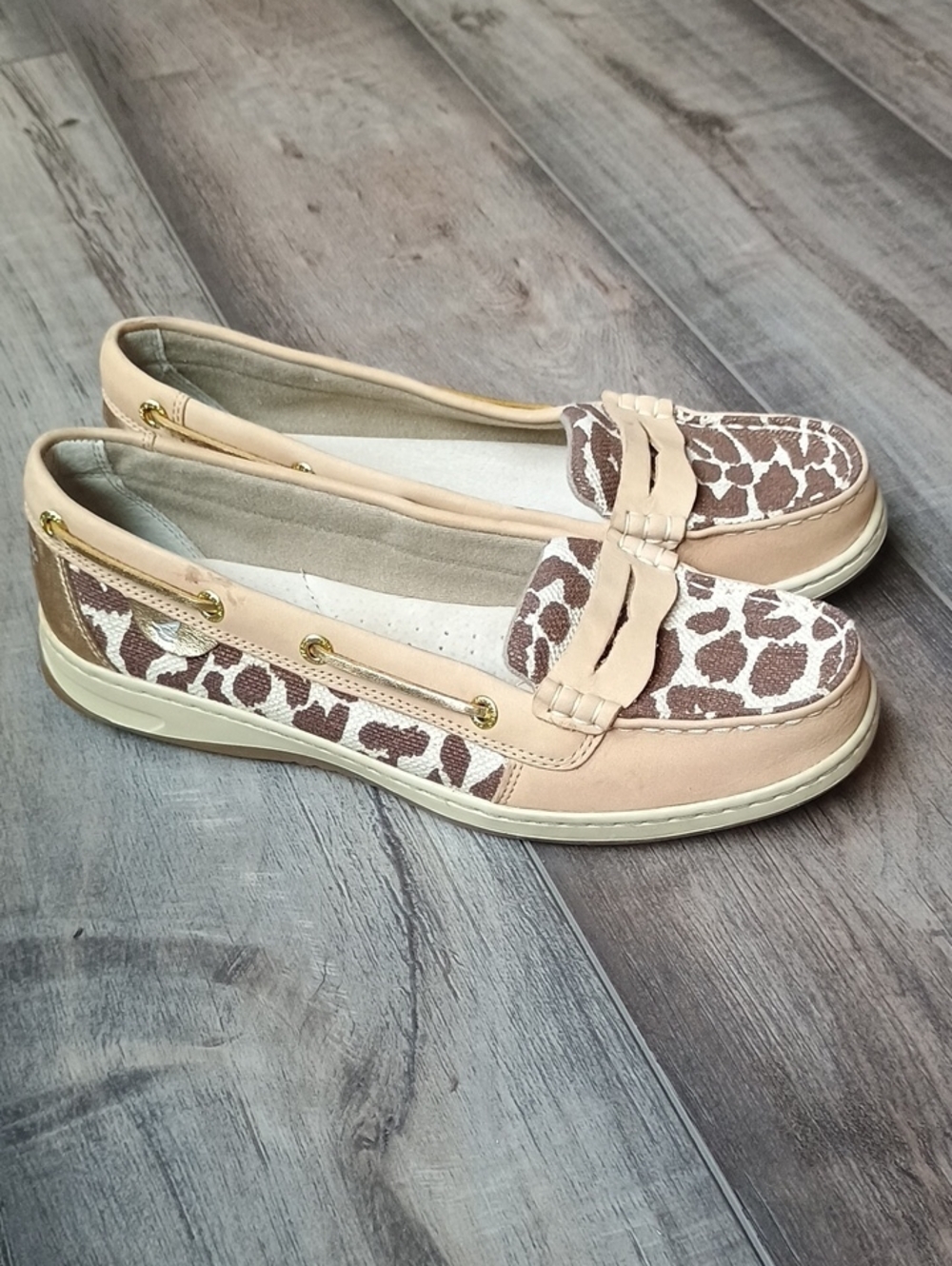 Sperry Beige and Brown Leopard-Print Slip-On Loafers - Picture 8 of 8
